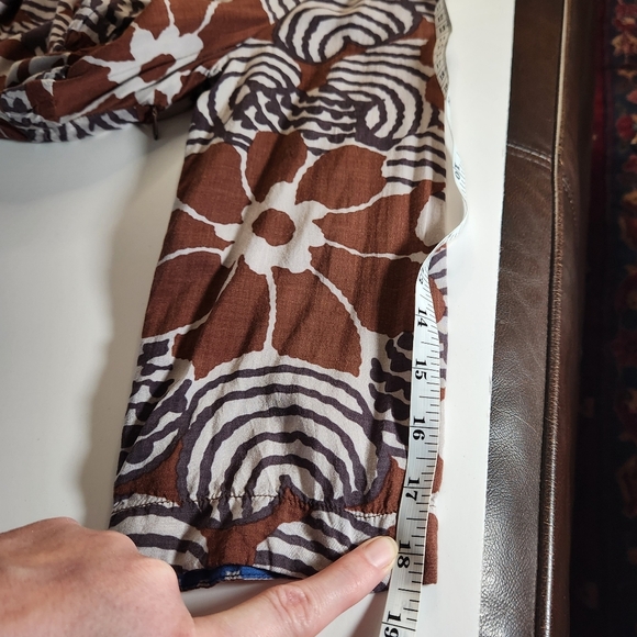 Boden Retro Flower Print Mini Dress Women US 10 Lightweight Earthy 70s Mod - Picture 12 of 12